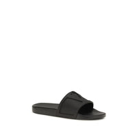 Black Rubber Flat Sandals