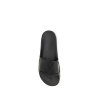 Black Rubber Flat Sandals