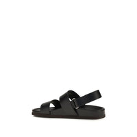 Black Calf Leather Bos Taurus Flat Sandals