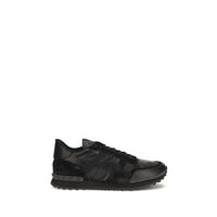 Black Polyester Athletic Sneakers