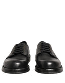 Black Leather Lace Up Derby Dress Men Shoes