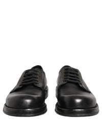 Black Leather Lace Up Derby Dress Men Shoes