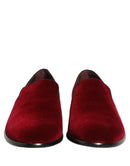 Maroon Velvet Slip On Men Dress Loafers Shoes