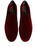 Maroon Velvet Slip On Men Dress Loafers Shoes