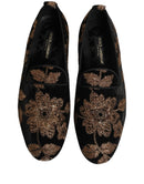 Black Floral Jacquard Dress Loafers Shoes