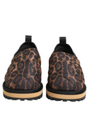 Brown Leopard Print Quilted Men Sneakers Shoes