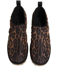 Brown Leopard Print Quilted Men Sneakers Shoes
