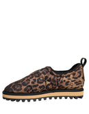 Brown Leopard Print Quilted Men Sneakers Shoes