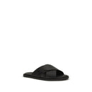 Black Calf Leather Bos Taurus Flat Sandals