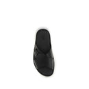Black Calf Leather Bos Taurus Flat Sandals