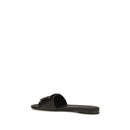 Black Calf Leather Bos Taurus Flat Sandals