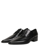 Black Leather Lace Up Derby Dress Shoes