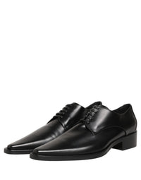 Black Leather Lace Up Derby Dress Shoes