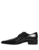 Black Leather Lace Up Derby Dress Shoes
