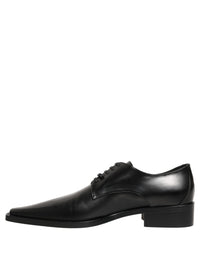 Black Leather Lace Up Derby Dress Shoes