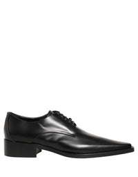 Black Leather Lace Up Derby Dress Shoes