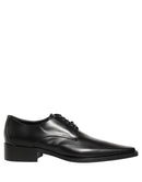 Black Leather Lace Up Derby Dress Shoes