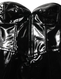Black Patent Leather Corset Style Mini Dress