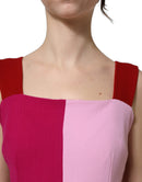 Two Tone Pink Wool Sleeveless Midi Dress