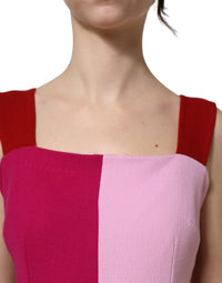 Two Tone Pink Wool Sleeveless Midi Dress