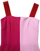 Two Tone Pink Wool Sleeveless Midi Dress