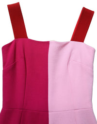 Two Tone Pink Wool Sleeveless Midi Dress