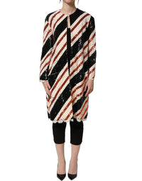 Multicolor Stripe Sequin Duster Coat Jacket