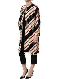 Multicolor Stripe Sequin Duster Coat Jacket