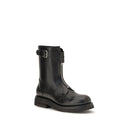 Black Calf Leather Bos Taurus Lace-Up Boots