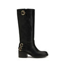 Black Calf Leather Bos Taurus Flat Boots