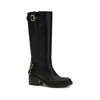 Black Calf Leather Bos Taurus Flat Boots