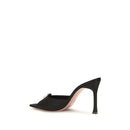 Black Silk Stiletto Heel Sandals