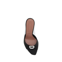 Black Silk Stiletto Heel Sandals
