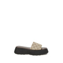 Beige Fabric Platform Sandals