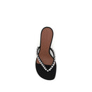 Black Silk Stiletto Heel Sandals