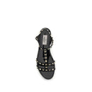 Black Rubber Flat Sandals