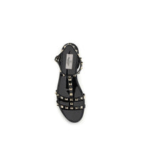 Black Rubber Flat Sandals