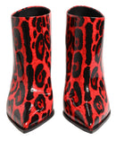 Red Leopard Cardinale Ankle Boots Shoes