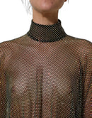 Black Rhinestone Mesh Turtleneck Maxi Dress