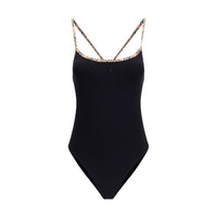 Black Elastane One-Piece Swimsuit