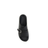 Black Calf Leather Bos Taurus Platform Sandals