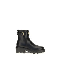 Black Calf Leather Bos Taurus Ankle Boots