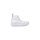 White Fabric Platform Sneakers