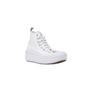 White Fabric Platform Sneakers