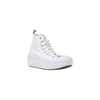 White Fabric Platform Sneakers