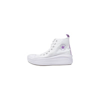White Fabric Platform Sneakers