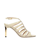 Beige Leather Stiletto Heel Sandals