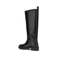 Black Calf Leather Bos Taurus Flat Boots