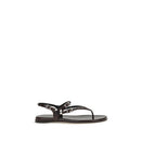 Black Calf Leather Bos Taurus Flat Sandals