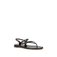 Black Calf Leather Bos Taurus Flat Sandals
